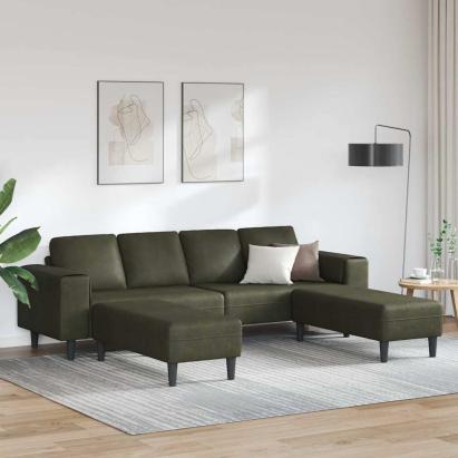 Set de canapea 3 pcs Verde militar Piele ecologică de suede GartenMobel Dekor