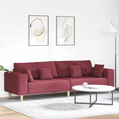Sofa din material textil cu pernă Roșu Vin 208 cm țesătură GartenMobel Dekor