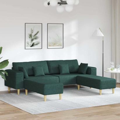 Sofa din material textil cu pernă 3 pcs Verde închis 208 cm țesătură GartenMobel Dekor