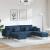 Sofa din material textil cu pernă 3 pcs albastru 208 cm țesătură GartenMobel Dekor