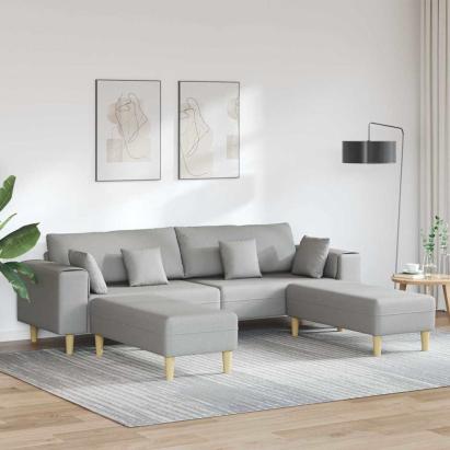 Sofa din material textil cu pernă 3 pcs Gri nori 208 cm țesătură GartenMobel Dekor
