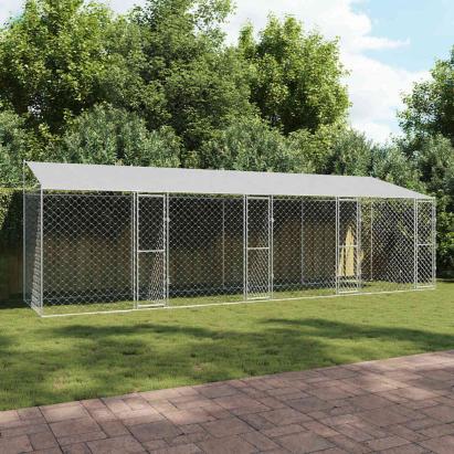 Cușcă pentru câine Argintiu 800 x 200 x 256 cm Oțel Galvanizat GartenMobel Dekor