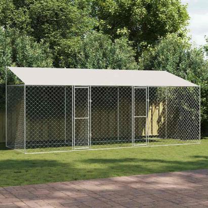 Cușcă pentru câine Argintiu 600 x 200 x 256 cm Oțel Galvanizat GartenMobel Dekor