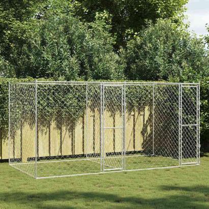 Cușcă pentru câine Argintiu 400 x 200 x 200 cm Oțel Galvanizat GartenMobel Dekor