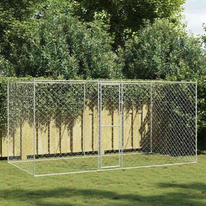 Cușcă pentru câine Argintiu 400 x 200 x 256 cm Oțel Galvanizat GartenMobel Dekor