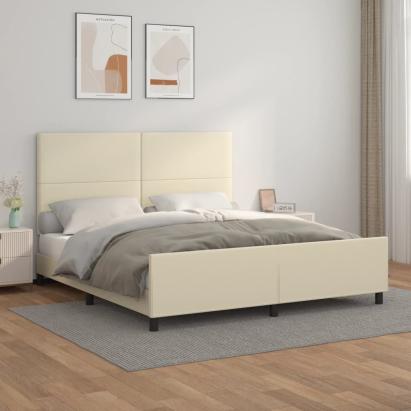 Cadru de pat cu tăblie, crem, 160x200 cm, piele ecologică GartenMobel Dekor
