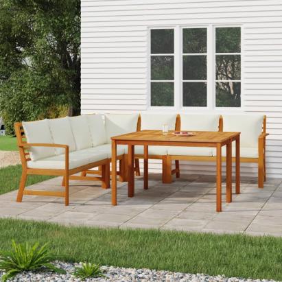 Set mobilier de grădină cu perne, 7 piese, lemn masiv de acacia GartenMobel Dekor