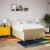 Pat box spring cu saltea, crem, 160x200 cm, material textil GartenMobel Dekor
