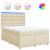 Pat box spring cu saltea, crem, 160x200 cm, material textil GartenMobel Dekor