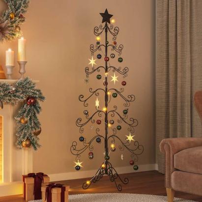 Brad de Crăciun din metal pentru decor, negru, 180 cm GartenMobel Dekor