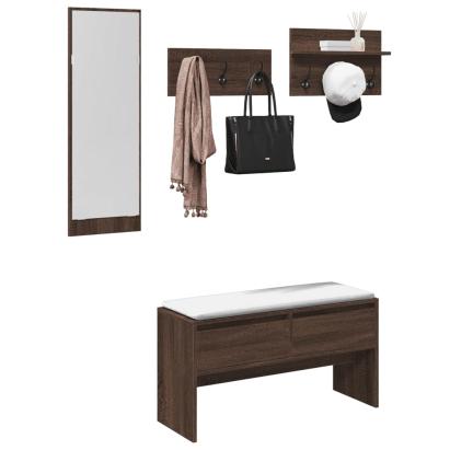 Set mobilier de hol, 4 piese, stejar maro, lemn prelucrat GartenMobel Dekor