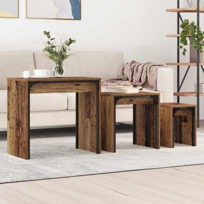 Masă de Cafea cu Tăvi Lăsate 3 pcs Lemn vechi 60 x 35 x 56 cm GartenMobel Dekor