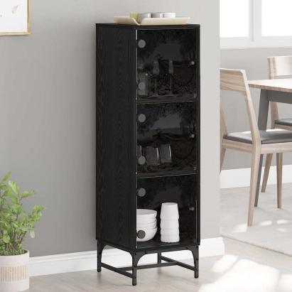 Bufet Stejar negru 35 x 37 x 117 cm Lemn compozit GartenMobel Dekor