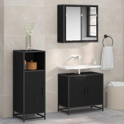 Dulap de Baie Stejar negru 35 x 37.5 x 100 cm Lemn compozit GartenMobel Dekor