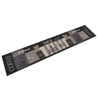 Covor de bucătărie lavabil Coffee, negru, 60x300 cm, catifea GartenMobel Dekor