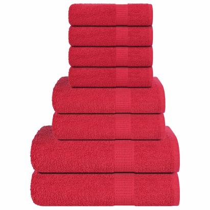 Set prosoape 8 piese rosu 360 g/m² 100% bumbac GartenMobel Dekor