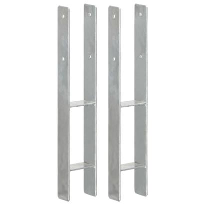 Ancore de gard, 2 buc., argintiu, 9x6x60 cm, oțel galvanizat GartenMobel Dekor