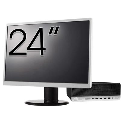 Pachet PC Second Hand HP ProDesk 600 G5 SFF, Intel Core i5-8500 3.00 - 4.10GHz, 8GB DDR4, 256GB SSD + Monitor 24" NewTechnology Media