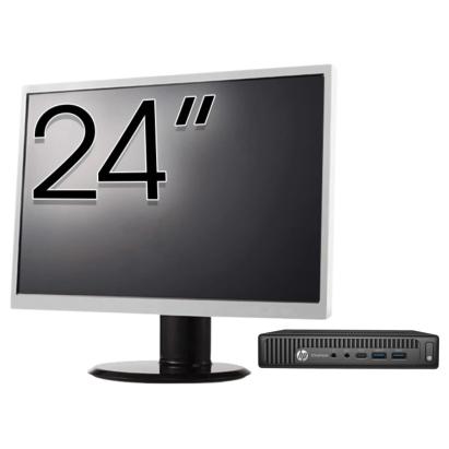 Pachet PC Second Hand HP EliteDesk 800 G2 Mini PC, Intel Core i5-6500 3.20-3.60GHz, 8GB DDR4, 256GB SSD + Monitor 24" NewTechnology Media