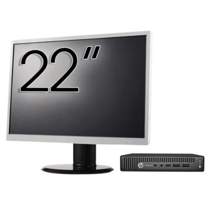 Pachet PC Second Hand HP Elitedesk 800 G2 Mini PC, Intel Core i5-6500T 2.50GHz, 8GB DDR4, 256GB SSD + Monitor 22" NewTechnology Media