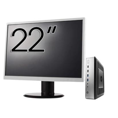 Pachet PC Second Hand HP T730 Thin Client, AMD RX-427BB 2.70-3.60GHz, 8GB DDR3, 32GB SSD Flash + Monitor 22" NewTechnology Media
