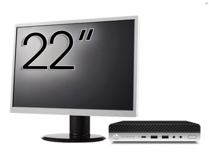 Pachet Calculator Refurbished HP EliteDesk 800 G3 Mini PC, Intel Core i7-7700T 2.90 - 3.80GHz, 8GB DDR4, 256GB SSD, Wi-Fi + Monitor 22 Inch + Windows 10 Home NewTechnology Media