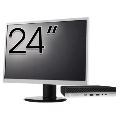 Pachet Calculator Second Hand HP EliteDesk 800 G3 Mini PC, Intel Core i5-6500T 2.50GHz, 8GB DDR4, 256GB SSD + Monitor 24" NewTechnology Media