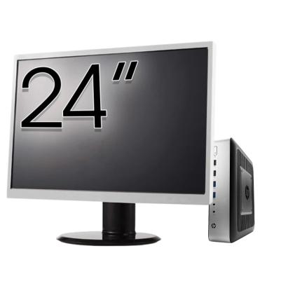 Pachet PC Second Hand HP T730 Thin Client, AMD RX-427BB 2.70-3.60GHz, 8GB DDR3, 32GB SSD Flash + Monitor 24" NewTechnology Media