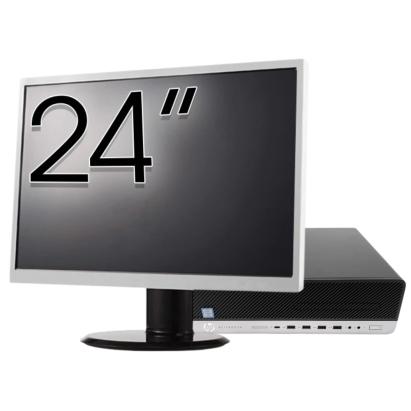 Pachet Calculator Second Hand HP EliteDesk 800 G5 SFF, Intel Core i5-9500 3.00 - 4.40GHz, 16GB DDR4, 512GB SSD + Monitor 24" NewTechnology Media