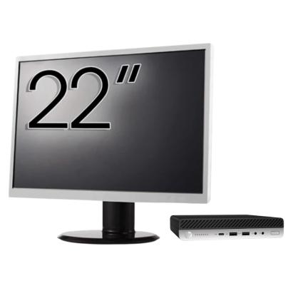 Pachet PC Second Hand HP ProDesk 600 G4 Mini, Intel Core i5-8500T 2.10 - 3.50GHz, 8GB DDR4, 256GB SSD + Monitor 22" NewTechnology Media
