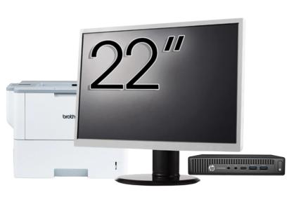 Pachet PC Second Hand HP Elitedesk 800 G2 Mini PC, Intel Core i5-6500T 2.50GHz, 8GB DDR4, 256GB SSD + Monitor 22" & Imprimanta Brother HL-L6300DW NewTechnology Media