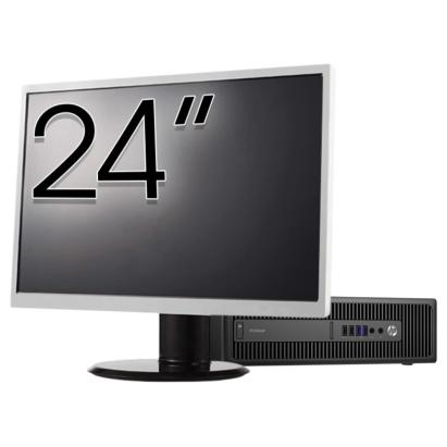 Pachet PC Second Hand HP ProDesk 600 G2 SFF, Intel Core i3-6100 3.70GHz, 8GB DDR4, 120GB SSD + 500GB HDD + Monitor 24" NewTechnology Media