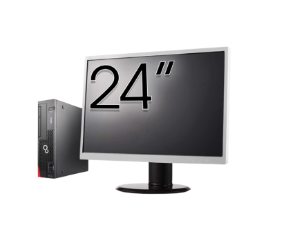 Pachet Calculator Second Hand Fujitsu Esprimo D957 SFF, Intel Core i5-6500T 2.50-3.10GHz, 8GB DDR4, 500GB HDD + Monitor 24" NewTechnology Media