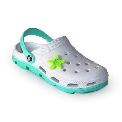 Papuci/saboti, clogs, pentru femei, spuma EVA, alb si turcoaz, marimea 39, Jose Amorales GartenVIP DiyLine
