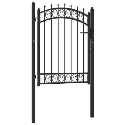 Poartă de gard cu țepușe, negru, 100x125 cm, oțel GartenMobel Dekor