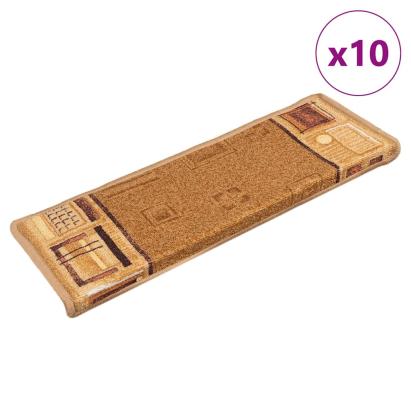 Covorașe pentru scări autoadezive, 10 buc., bej, 65x21x4 cm GartenMobel Dekor