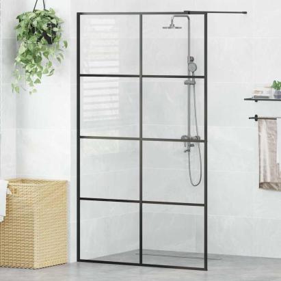 Paravan de duș walk-in negru 115x195 cm sticlă ESG transparentă GartenMobel Dekor
