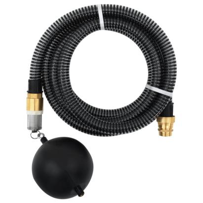 Furtun de aspirație cu racorduri din alamă, negru 1,1" 3 m, PVC GartenMobel Dekor