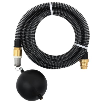 Furtun de aspirație cu racorduri din alamă, negru 1,1" 4 m, PVC GartenMobel Dekor