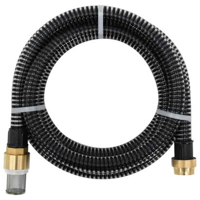 Furtun de aspirație cu racorduri din alamă, negru 1,1" 7 m, PVC GartenMobel Dekor