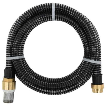 Furtun de aspirație cu racorduri din alamă, negru 1,1" 25 m PVC GartenMobel Dekor