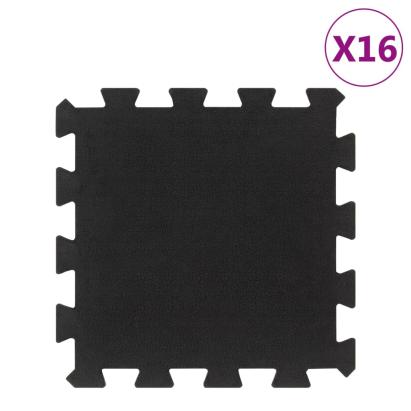 Plăci de podea din cauciuc, 16 buc., negru, 16 mm, 30x30 cm GartenMobel Dekor