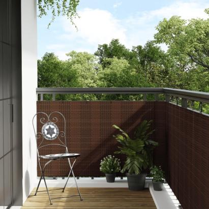 Paravan pentru balcon, maro și negru, 300x90 cm, poliratan GartenMobel Dekor