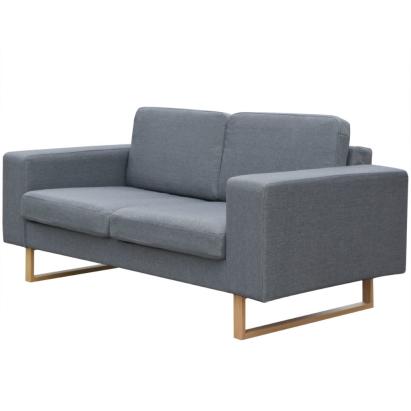 Canapea cu 2 locuri, gri deschis, material textil GartenMobel Dekor