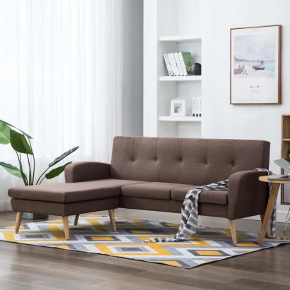 Canapea în formă de L, maro, 186x136x79 cm, tapițerie textilă GartenMobel Dekor