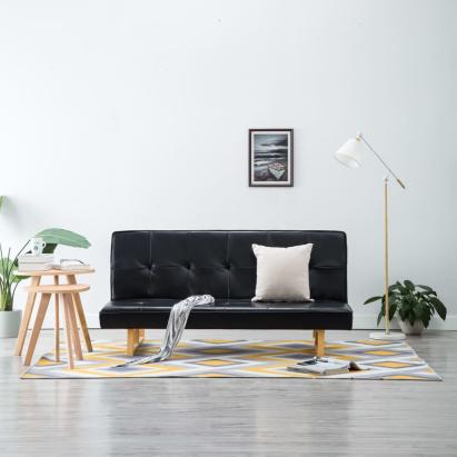 Canapea extensibilă, piele artificială, negru GartenMobel Dekor