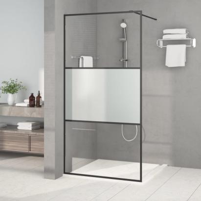 Perete cabină duș walk-in negru 100x195 cm sticlă ESG semi-mată GartenMobel Dekor
