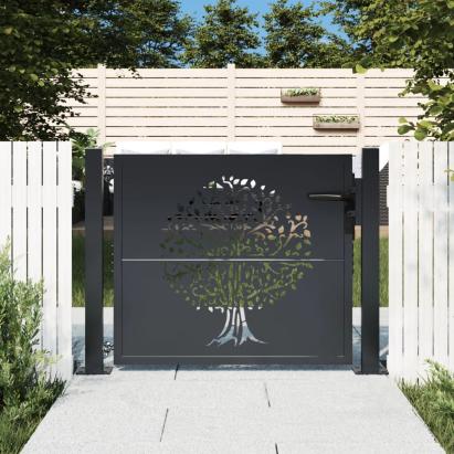 Poartă pentru grădină, antracit, 105x80 cm, oțel, design copac GartenMobel Dekor