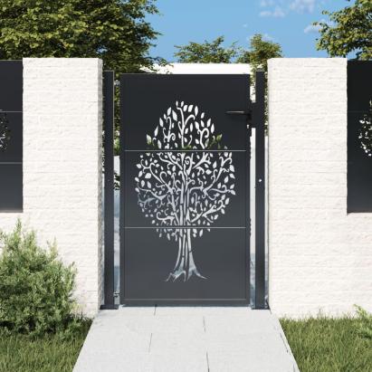 Poartă pentru grădină, antracit, 105x155 cm, oțel, design copac GartenMobel Dekor