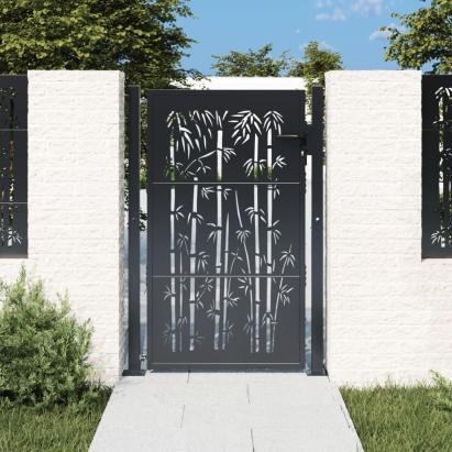 Poartă pentru grădină, antracit, 105x130 cm, oțel, model bambus GartenMobel Dekor